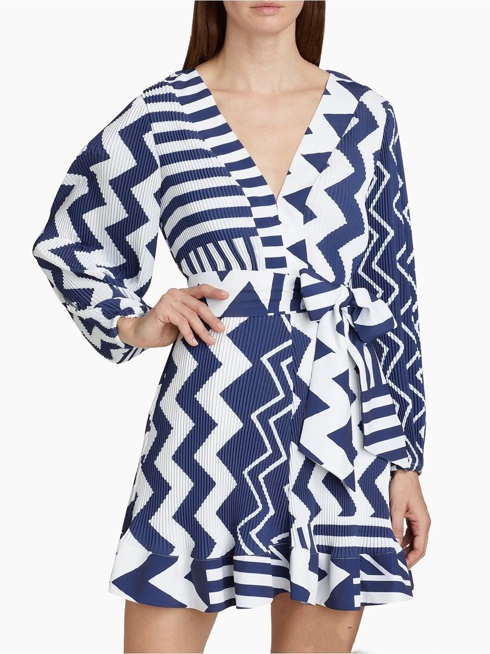 Milly Liv Patchwork Chevron Pleated Dress size 0